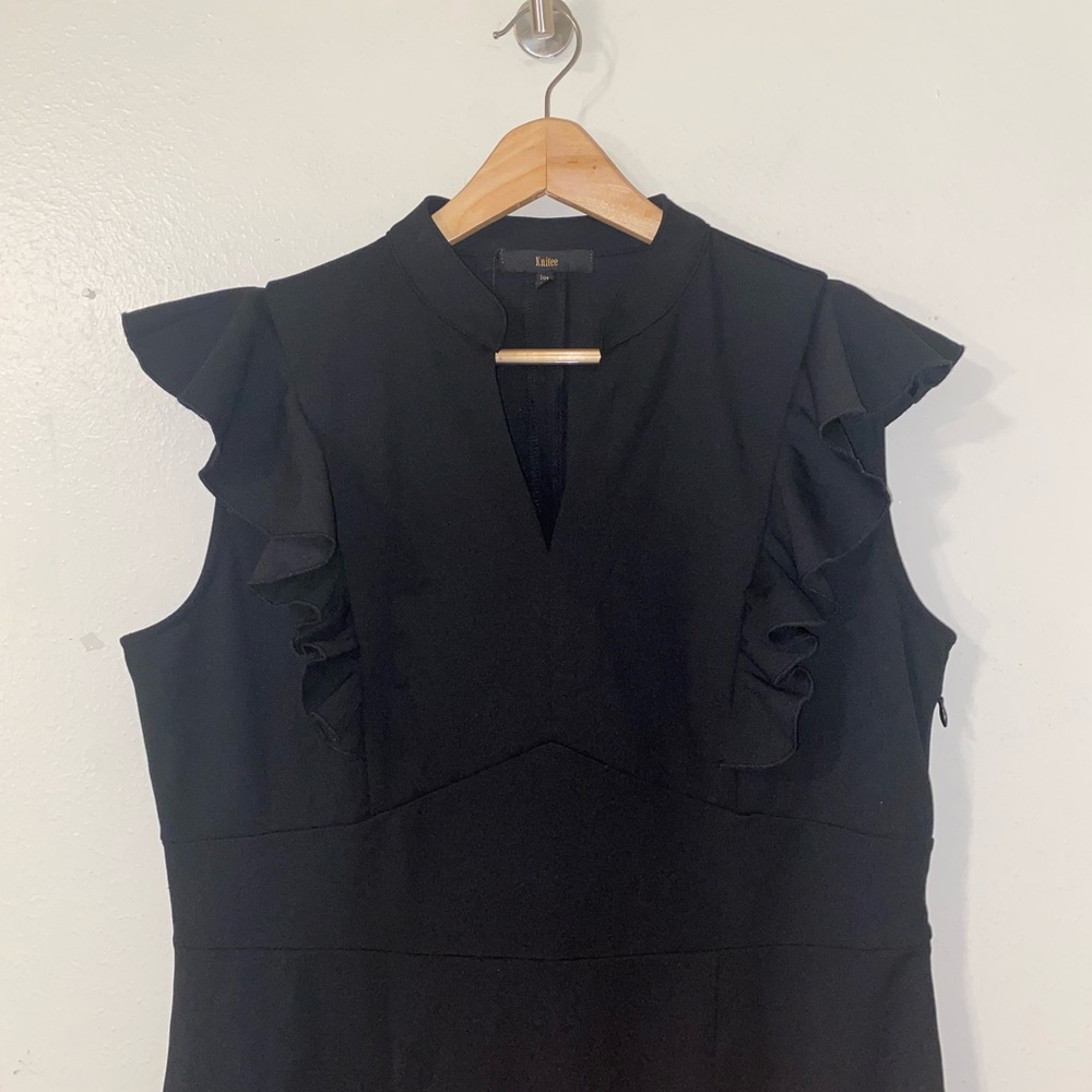 Knitee Black Sleeveless V-Neck Sheath Mini Dress Size XXL - Picture 2 of 7